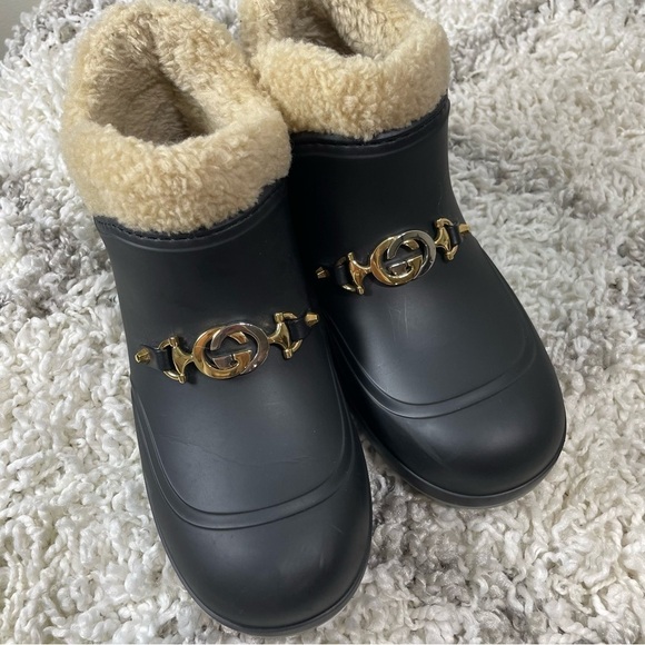 Gucci Crossy Horsebit Sherpa Lined Rain Winter Boots - Picture 8 of 14
